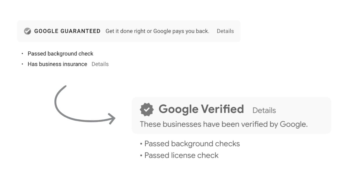 LSA Google Verified Badge example on contractor profile